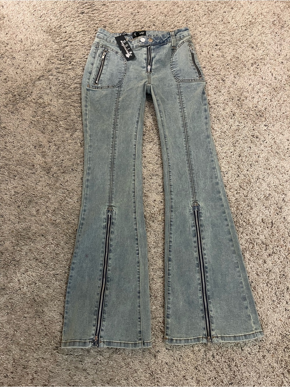 Generation Kiss Women's Light Wash Flared Zip-Detail Jeans